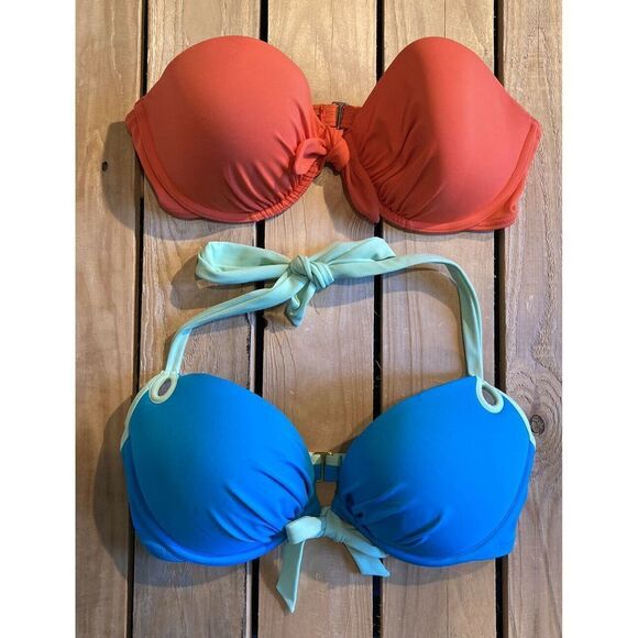 Lot of 2 Victoria’s Secret Padded Bikini Tops 34D - Picture 1 of 7